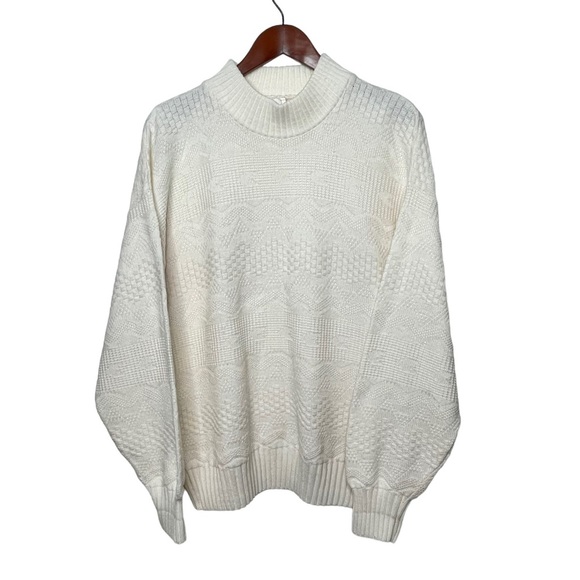 Vintage Oversized Slouchy Knit Sweater Light Academia Neutral Coastal - Picture 5 of 9